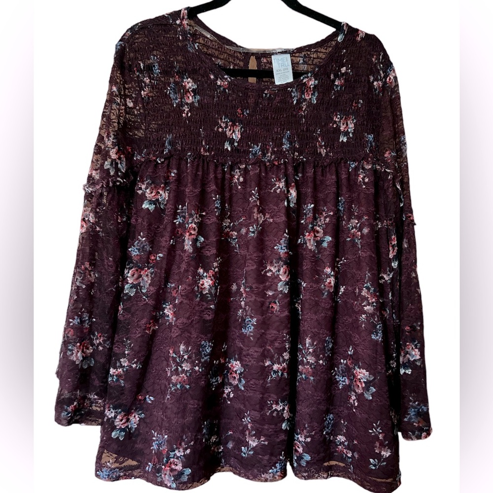 Purple floral blouse by Time and Tru sz XXL